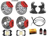 Wilwood Dynapro 12-in Front & 11-in Rear Big Brake Kit With Drop Spindles Red 1964-1974 GM A/F/X