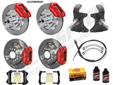 Wilwood Dynapro 12" Front & 11" Rear Brake Kit Combo W/Drop Spindles Red 1964-1974 GM A/F/X BOP Rear / Wilwood Dynapro Front & Rear Big Brake Combo