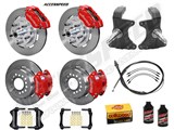 Wilwood DPR Front & D154 Rear 12-in Big Brake Kit With Drop Spindles Red 1964-1974 GM A/F/X