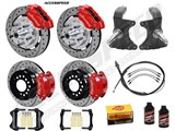 Wilwood DPR Front & D154 Rear 12-in Big Brake Kit With Drop Spindles Red Drilled 1964-1974 GM A/F/X