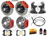 Wilwood SL6R 13" Front & DPR 11" Rear Brake Kit WITH Drop Spindles Red Slotted 1964-1974 GM A/F/X / Wilwood SL6R Front & DPR Rear Big Brake Kit