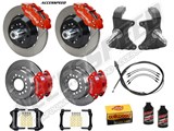 Wilwood SL6R 14" Front & D154 12" Rear Brake Kit W/2" Drop Spindle, Red, Slotted, 1964-1974 GM A/F/X / Wilwood Big Brake Kit AND Wilwood Drop Spindles