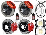 Wilwood SL6R 13" Front & D154 12" Rear Brake Kit WITH Drop Spindles Red Drilled 1964-1974 GM A/F/X / Wilwood Front & Rear Big Brake Kit & Drop Spindles