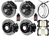 Wilwood SL6R 13" Front & D154 12" Rear Brake Kit WITH Drop Spindles Black Drilled 1964-1974 GM A/F/X / Wilwood Front & Rear Big Brake Kit & Drop Spindles