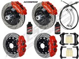 Wilwood Superlite Front & Rear 13" Brakes, Red, Drilled, Lines, Fluid, 2.66" O/S, 1965-1967 Mustang / 