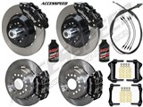 Wilwood SL6R 13" Front DP 12" Rear Brakes, Black, Slotted, Lines, Fluid, 2.66" O/S, 1965-67 Mustang / 