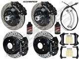 Wilwood SL6R 13" Front DP 12" Rear Brakes, Black, Drilled, Lines, Fluid, 2.66" O/S, 1965-67 Mustang / 