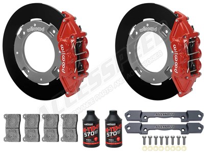 Wilwood Rear UTV Big Brake Kit Combo with Fluid, Red, Plain Rotors for 2019-up Honda Talon 1000R / Wilwood Honda Talon Rear Big Brake Kit Combo