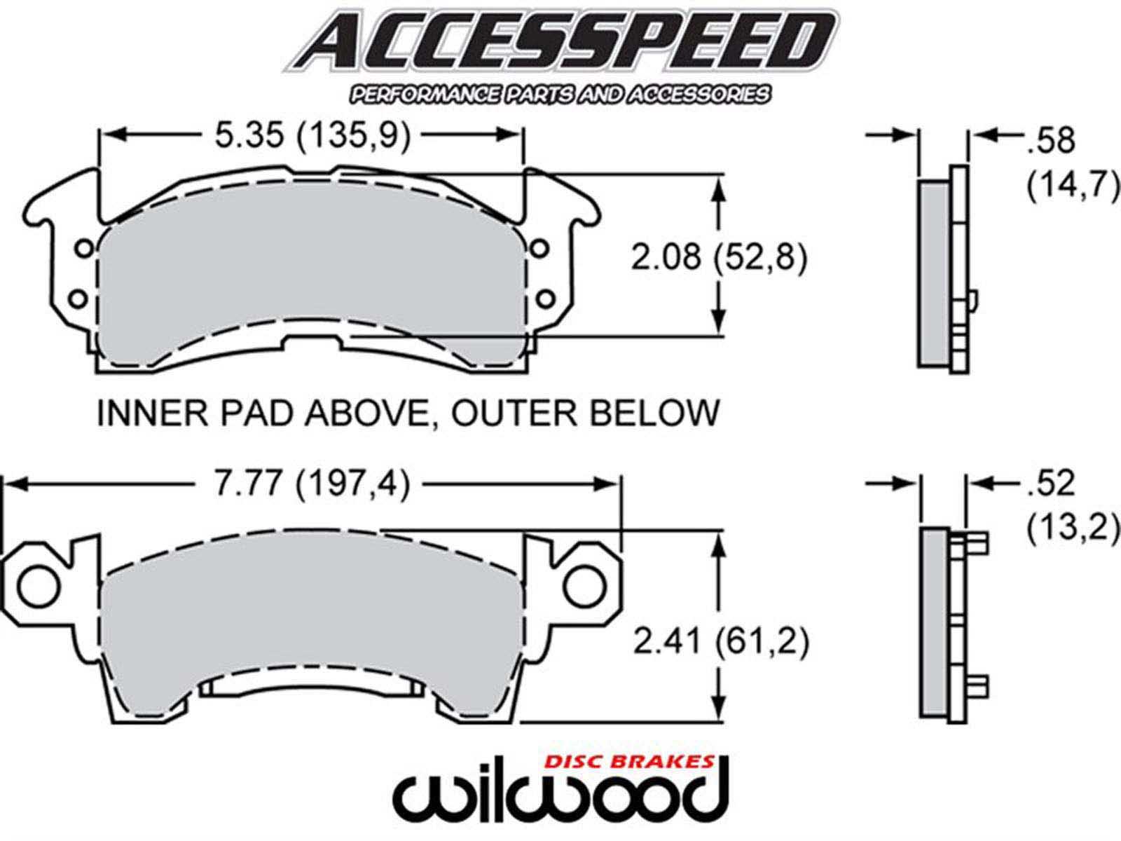 Wilwood 15014777K BP30 HighCarbon Metallic Brake Pad Set, Pad D52
